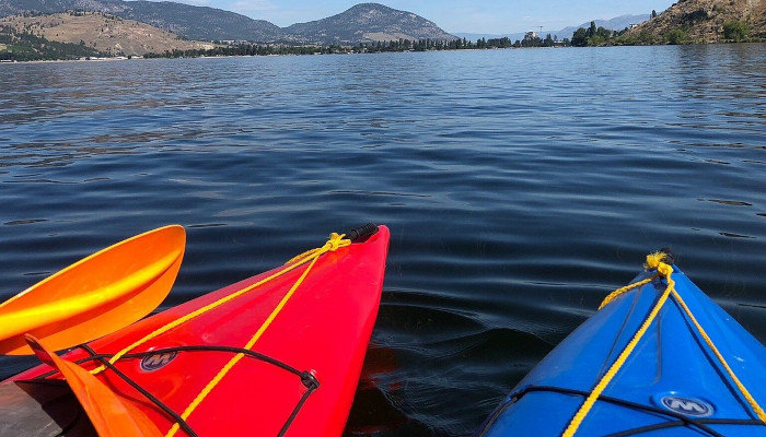 Kayaks on Skaha Lake from the Skaha Marina